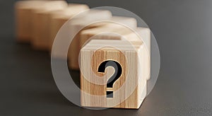 Question mark blocks wooden cubes uncertainty problem solving decision making choice challenge solution answer quiz test knowledge