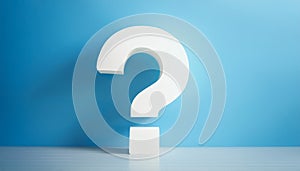 Question mark on blue background. 3D rendering. FAQ and QA. Problem solution