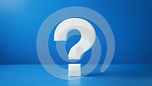 Question mark on blue background. 3D rendering. FAQ and QA. Problem solution