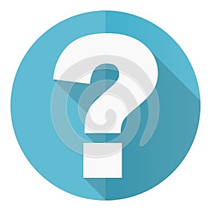 Question mark blue flat design vector icon, help concept illustration