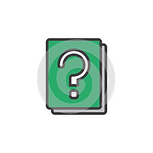 Question mark book filled outline icon, line vector sign, linear colorful pictogram.