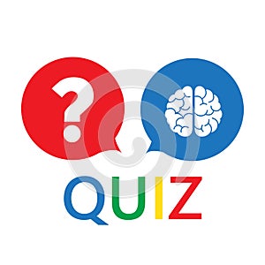Question mark and brain like quiz. concept of quizz time, mind,