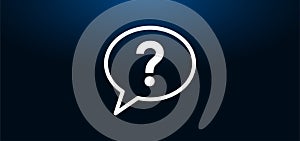 Question mark bubble icon crystal blue banner background