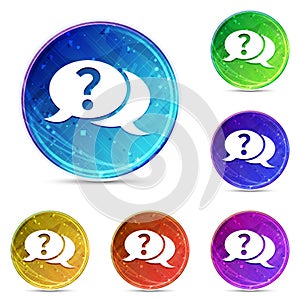 Question mark bubble icon digital abstract round buttons set illustration