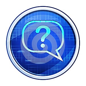 Question mark bubble icon futuristic blue round button vector illustration