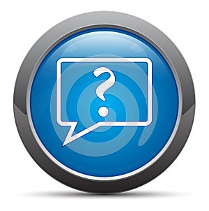 Question mark bubble icon premium blue round button vector illustration
