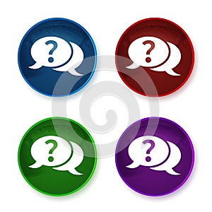 Question mark bubble icon shiny round buttons set illustration