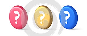 Question mark button advise attention answer FAQ point internet info support 3d circle icon