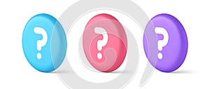 Question mark button advise attention answer FAQ point internet info support 3d circle icon