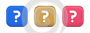 Question mark button advise attention answer FAQ point internet info support 3d icon photo