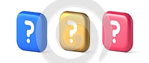 Question mark button advise attention answer FAQ point internet info support 3d icon photo