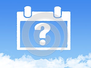 Question mark calendar cloud shape