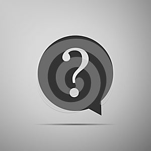 Question mark in circle icon isolated on grey background. Hazard warning symbol. Flat design. Vector Illustration.