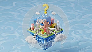 Question Mark City 3D Thinking, Problem Solving Concept