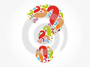 Question mark cloud formed from many question marks collage