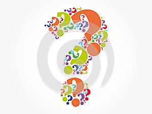 Question mark cloud formed from many question marks collage