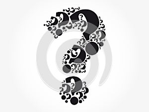 Question mark cloud formed from many question marks collage