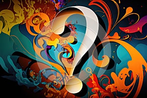 A question mark on a colourful abstract background. Created with Generative AI