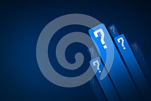 Question mark concept on blue background, digital pattern question mark