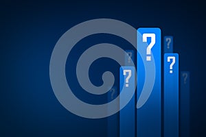 Question mark concept on blue background, digital pattern question mark