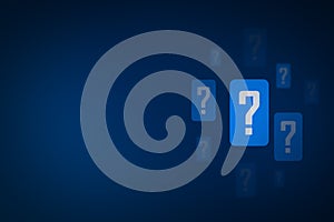 Question mark concept on blue background, digital pattern question mark