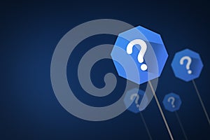 Question mark concept on blue background, digital question mark background