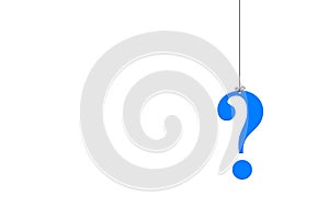 Question mark concept on white background, Hanging question mark