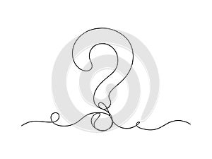 Question mark continuous one line art isolated vector illustration