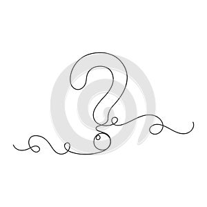 Question mark continuous one line drawing isolated vector illustration