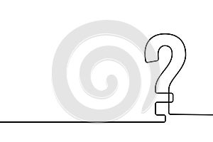 Question mark continuous one line. Hand drawn black quastion mark. Questionmark who, why? Hands drawing graphic quiz uncertainty