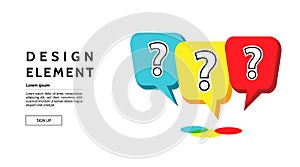 Question mark design element, banner web template, mobile app, landing page, Help symbol. FAQ sign vector flat