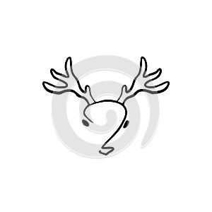 Question mark drawing, deer, antlers vector illustration hand drawn