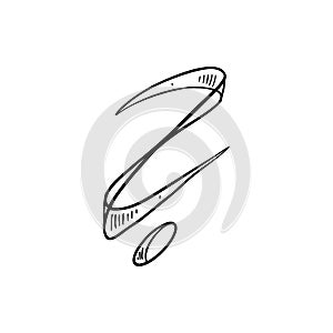 Question mark drawing, ribbon vector illustration hand drawn