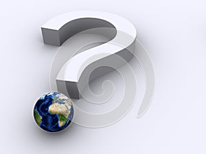 Question mark and Earth