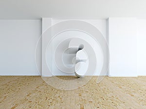 Question mark in a empty room