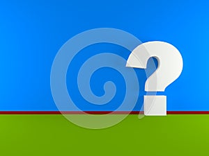 Question mark in a empty room