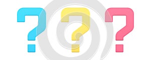 Question mark FAQ advise confusion idea help message information 3d icon set realistic vector