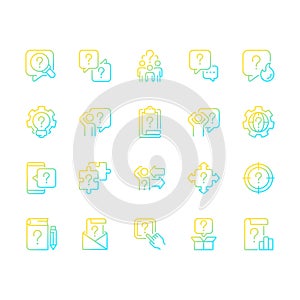 Question mark gradient linear vector icons set