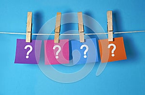 Question Mark Hanged Papers Concept