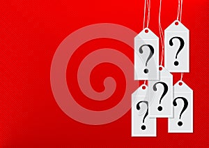 Question mark hanging tags concept