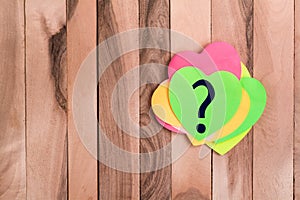 Question mark heart shaped note