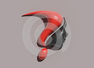Question Mark with Human Face Logo 3D illustration Design