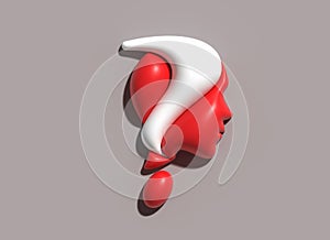 Question Mark with Human Face Logo 3D illustration Design