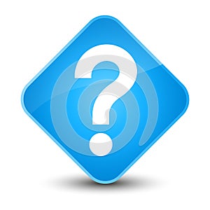 Question mark icon elegant cyan blue diamond button