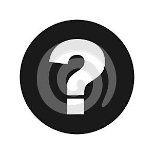 Question mark icon flat black round button vector illustration