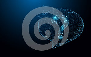 Question mark icon form lines, triangles and particle style design