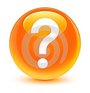 Question mark icon glassy orange round button