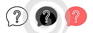 Question mark icon. Help speech bubble symbol. Flat sign on white background. Vector