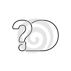 Question mark icon with line frame for text. Help, ask, support, Faq sign. Vector symbol
