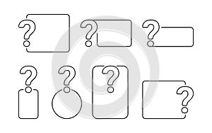Question mark icon with line frame for text. Help, ask, support, Faq sign. Vector symbol